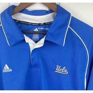 UCLA Bruins Polo Shirt Mens XL‎ Blue Gold NCAA Football Adidas ClimaCool Script